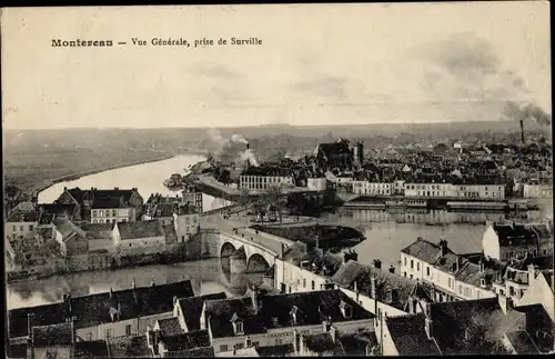 Ak Montereau Seine et Marne, Gesamtansicht, aufgenommen von Surville