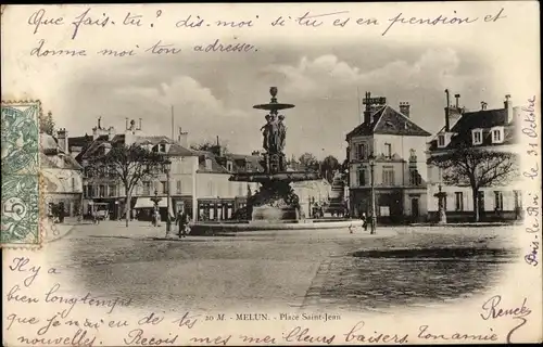 Ak Melun Seine et Marne, Place Saint-Jean