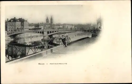 Ak Melun Seine et Marne, Pont-aux-Moulins