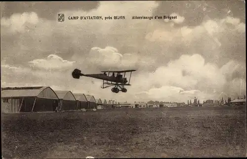 Ak Dijon Côte d’Or, Camp d'Aviation, atterissage d'un Bréguet, Flugzeug in der Luft