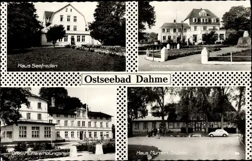 Ak Ostseebad Dahme, Haus Seefrieden, Am Ehrenmal, DRK Müttererholungsheim, Haus Mumm Stübler