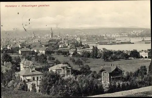 Ak Konstanz am Bodensee, Ortsansicht von Kreuzlingen aus gesehen