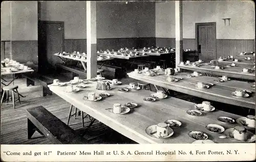 Ak New York USA, Patients' Mess Hall at General Hospital No. 4, Fort Porter