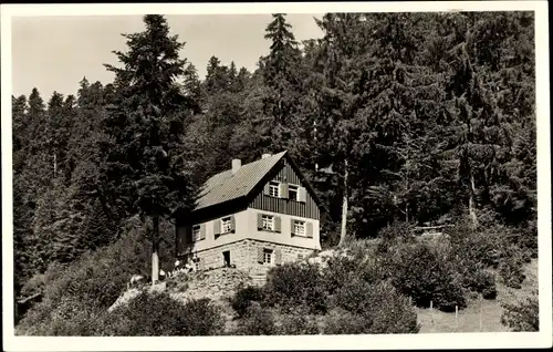 Ak Erbersbronn Forbach im Schwarzwald, Naturfreundehaus Erbersbronn, Hundsbachtal