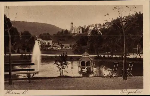 Ak Bad Herrenalb im Schwarzwald, Kurgarten, Fontäne