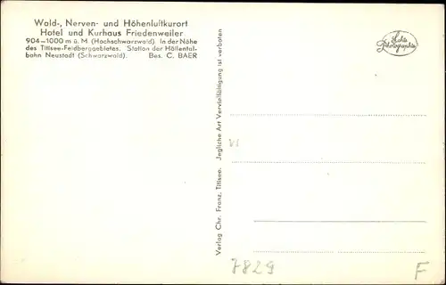 Ak Friedenweiler im Schwarzwald, Hotel und Kurhaus Friedenweiler, Inh. C. Baer, Badestelle