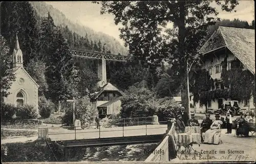 Ak Breitnau im Schwarzwald, Höllental, Höllsteig, Hofgut Sternen, Terrasse, Kapelle