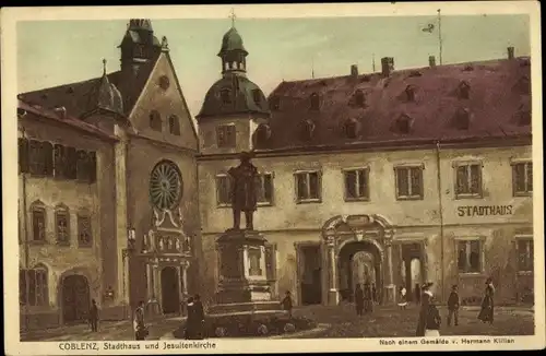 Künstler Ak Killian, Hermann, Koblenz am Rhein, Stadthaus, Jesuitenkirche