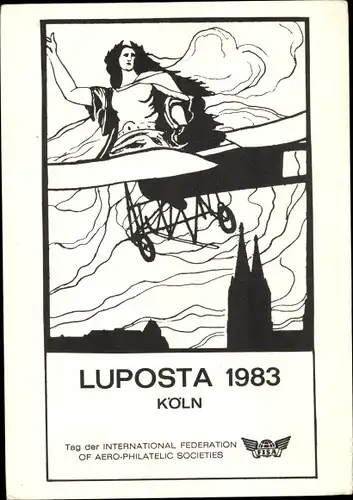 Ak Köln am Rhein, Luposta 1983, Flugzeug, International Federation of Aero-Philatelic Societies