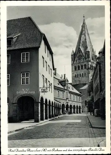 Ak Soest in Westfalen, Hotel Deutsches Haus, Rathaus, 1000jähriger Patrokli-Dom