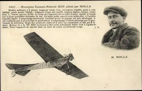 Ak-Eindecker Esnault-Pelterie, gesteuert von Molla