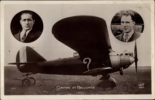 Ak Costes et Bellonte, Piloten, Flugzeug, Propellermaschine