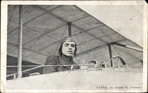 Ak Barra auf dem Doppeldecker von M. Farman