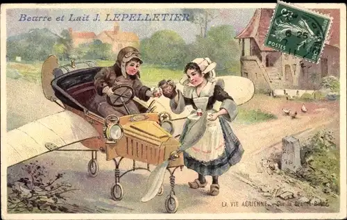 Ak Reklame, Butter and Milk J. Lepelletier, Aerial Life, On the Great Road