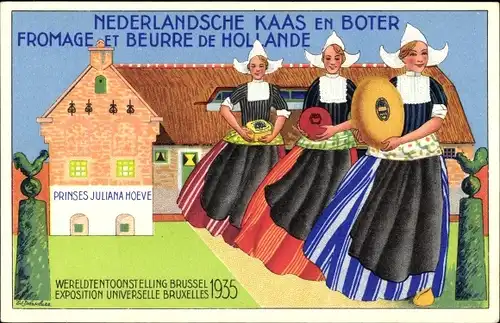 Ak Brüssel, Weltausstellung 1935, Nederlandsche Kaas en Boter Fromage et Beurre de Hollande
