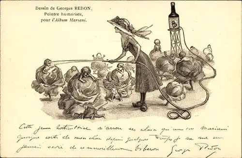 Künstler Ak Redon, Georges, Collection Mariani, Frau gießt Kohlköpfe aus denen Babys wachsen