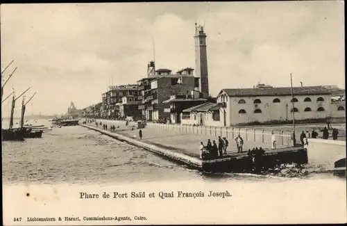 Ak Port Said Ägypten, Leuchtturm, Quai Francaois Joseph