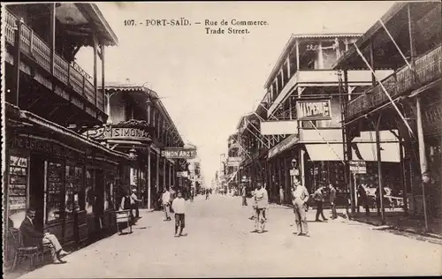 Ak Port Said Ägypten, Rue de Commerce, The Egyptian Postcards Store