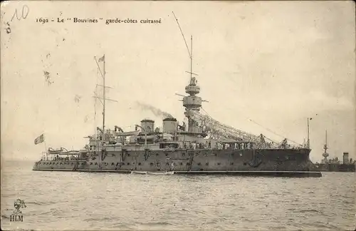 Ak Französisches Kriegsschiff, Bouvines, Garde-Cotes Cuirasse