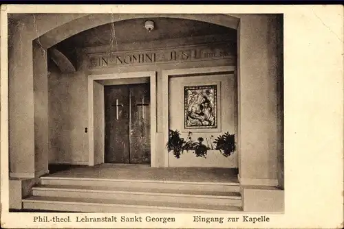 Ak Frankfurt am Main, Lehranstalt Sankt Georgen, Kapelleneingang