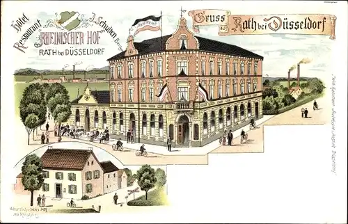 Litho Rath Düsseldorf am Rhein, Hotel Restaurant Rheinischer Hof