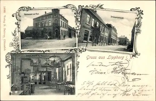 Ak Lippborg Lippetal in Westfalen, Restaurant zur Post, Innenansicht