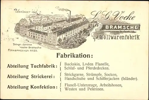 Ak Bramsche in Niedersachsen, Wollwarenfabrik L. G. Vocke