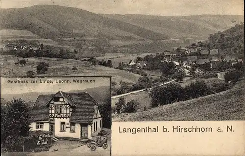 Ak Langenthal Hirschhorn am Neckar Hessen, Gasthaus zur Linde, Panorama