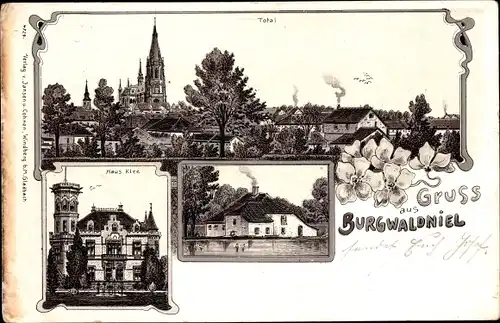 Litho Burgwaldniel Waldniel Schwalmtal am Niederrhein, Haus Klee, Totalansicht