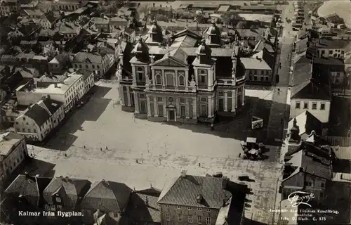 Ak Kalmar Schweden, Luftbild, Platz, Amtsgebäude