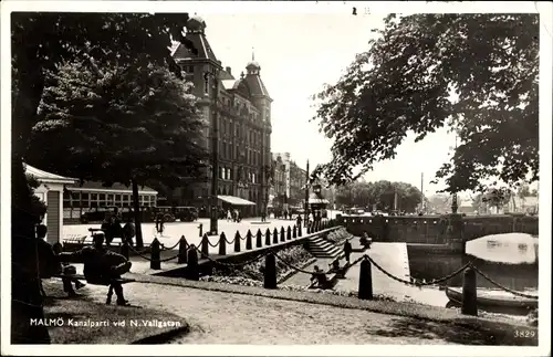 Ak Malmö Schweden, Partie am Kanal