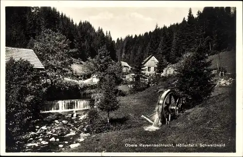 Ak Breitnau in Baden Württemberg, Obere Ravennaschlucht, Höllental, Wasserrad, Wald, Bach