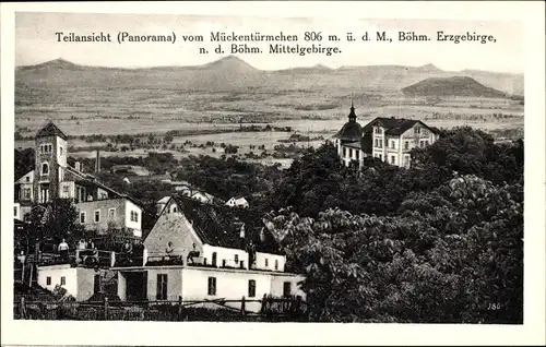 Ak Komáří hůrka Mückentürmchen Reg. Aussig, Teilansicht, Villen