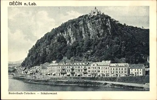 Ak Podmokly Bodenbach Děčín Tetschen an der Elbe Region Aussig, Schäferwand