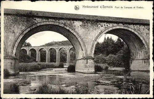 Ak Herbeumont Wallonie Luxemburg Belgien, Conques-Brücke und Viadukt