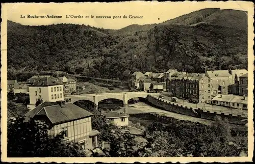 Ak La Roche en Ardenne Wallonie Luxemburg, L’Ourthe und die neue Gravier-Brücke