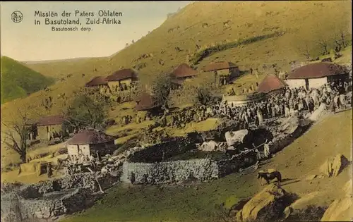 Ak Basutoland Lesotho, Missionen der Oblatenväter, Dorf Basutosch