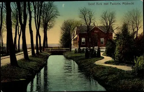 Ak Mijdrecht Utrecht Niederlande, Geref. Kirche, Pfarrhaus