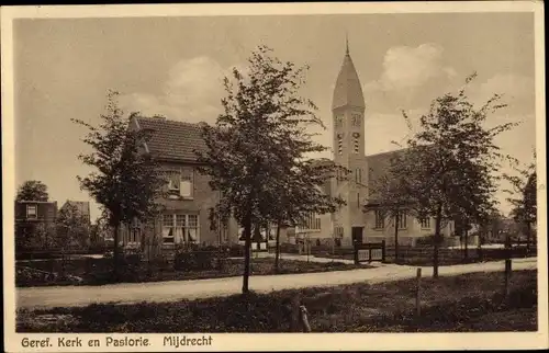 Ak Mijdrecht Utrecht Niederlande, Geref. Kirche und Pfarrhaus