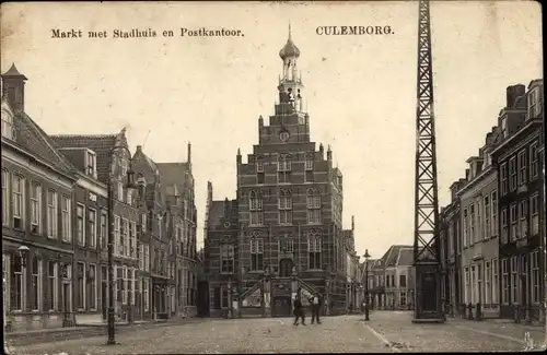 Ak Culemborg Gelderland, Markt, Rathaus, Postamt