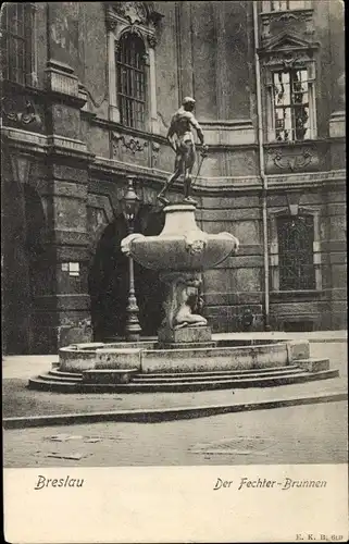 Ak Wrocław Breslau Schlesien, Fechterbrunnen