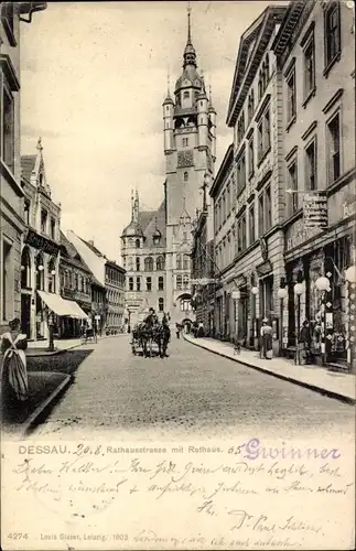 Ak Dessau in Sachsen Anhalt, Rathaus, Rathausstraße