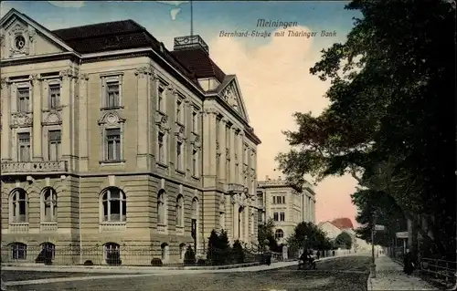 Ak Meiningen in Thüringen, Bernhard-Straße, Thüringer Bank