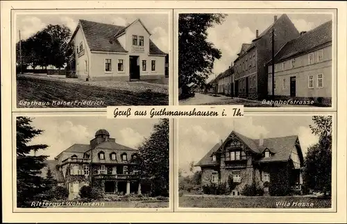 Ak Guthmannshausen Thüringen, Bahnhofstraße, Kasthaus Kaiser-Friedrich