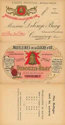 Klapp Ak Commercy Lothringen Meuse, Reklame, Madeleines de la Cloche d'Or, Debouzie-Bray