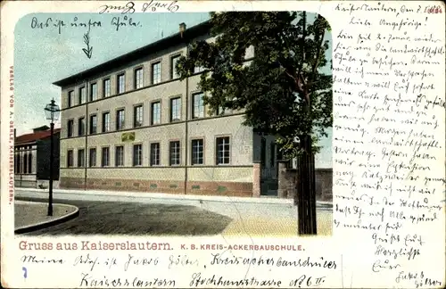 Ak Kaiserslautern in Rheinland Pfalz, Kreis Ackerbauschule