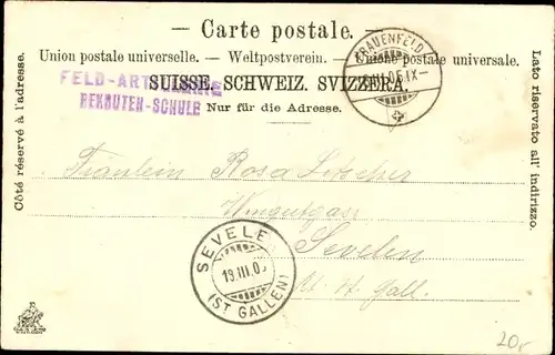 Kleeblatt Litho Frauenfeld Kanton Thurgau, Kaserne, Schloss, Schulhaus, Regierungsgebäude, Post