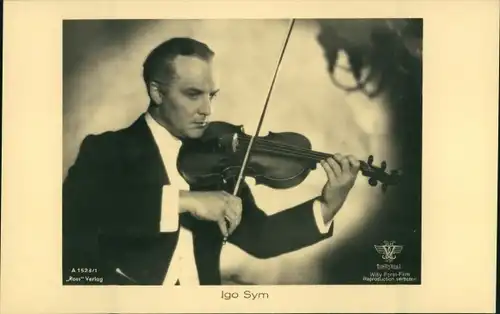 Ak Schauspieler Igo Sym, Portrait, Geige