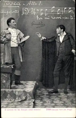 Ak Opernsänger, Tosca, Oper von Giacomo Puccini, Atto 1