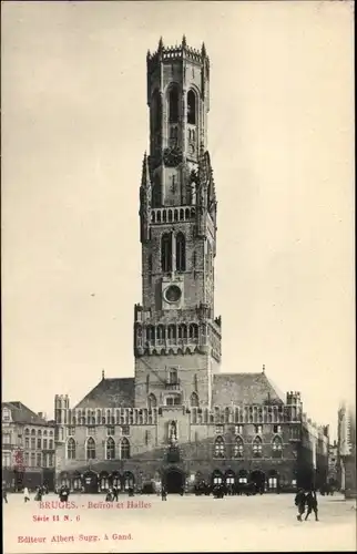 Ak Bruges Brügge Flandern Westflandern, Glockenturm, Hallen